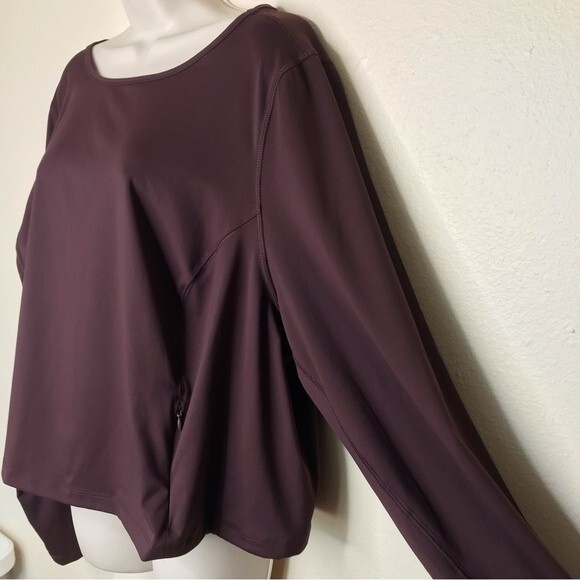Old Navy Active Powersoft Go Dry Workout Top Pocket Long Sleeve Brown Women 3X - Picture 3 of 13